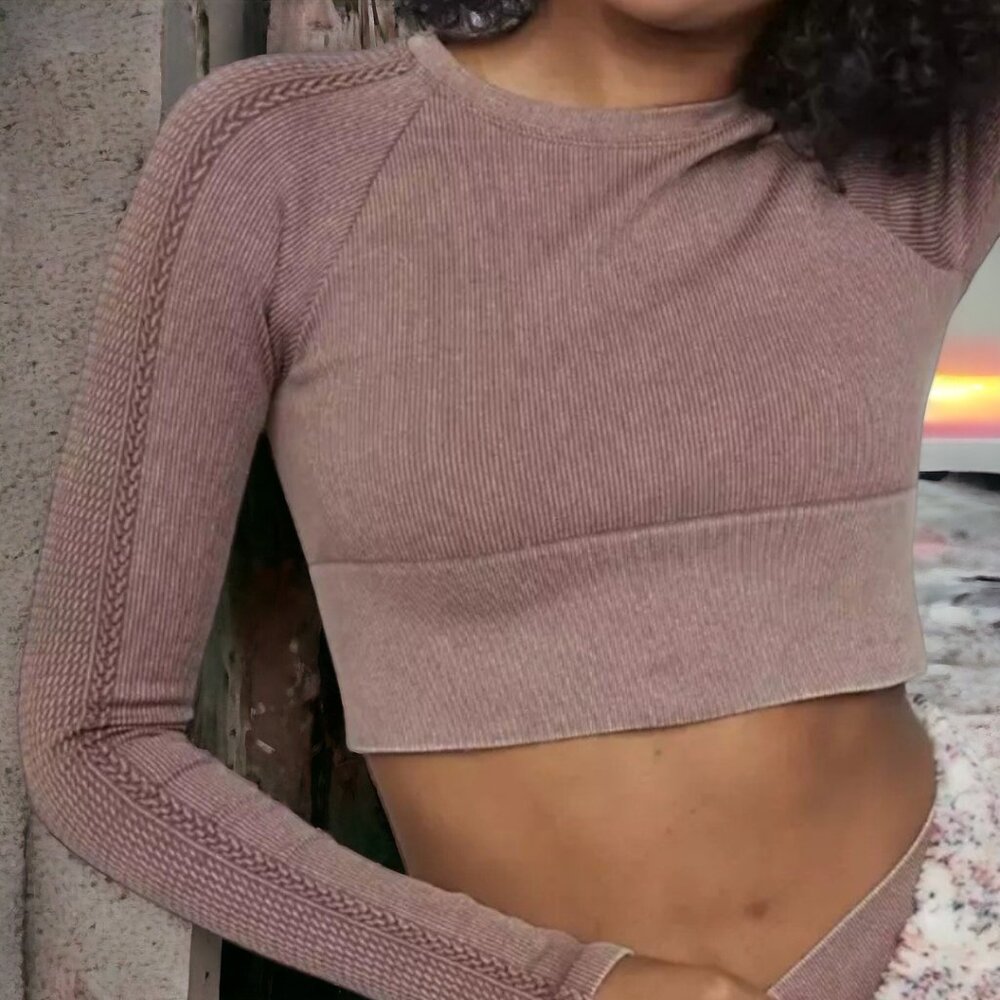 Aerie Ribbed Mauve Crop Top